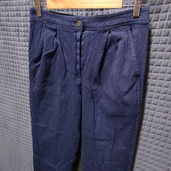 VTG Bespoke Feraud Wool Pants 29x29 Navy Blue High Rise Dressy Korshak W Germany - Picture 3 of 15